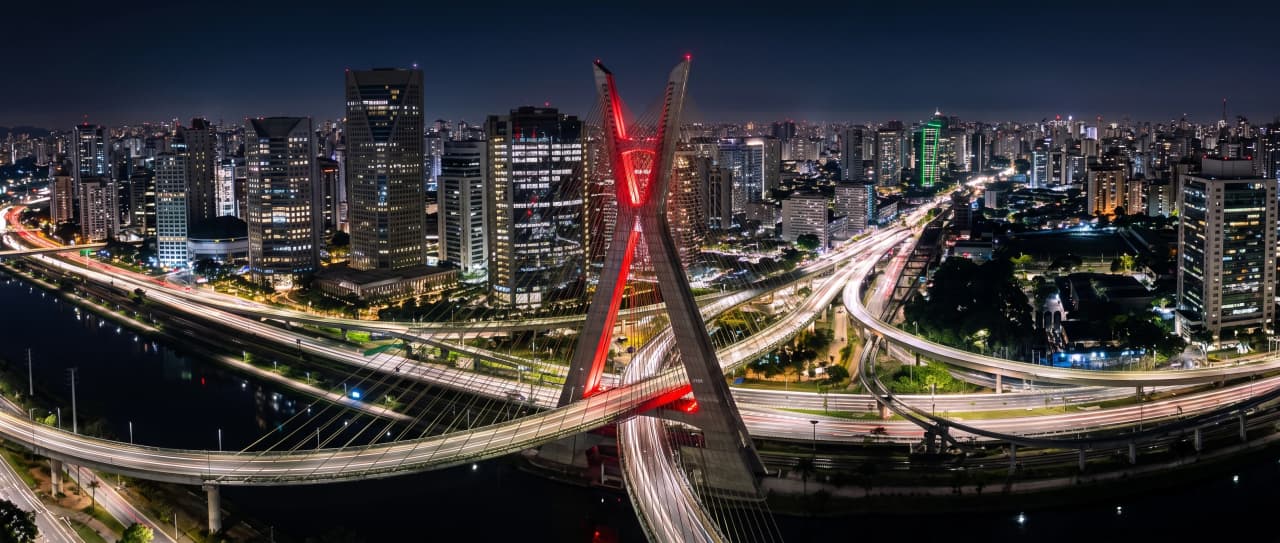 São Paulo business district skyline at night